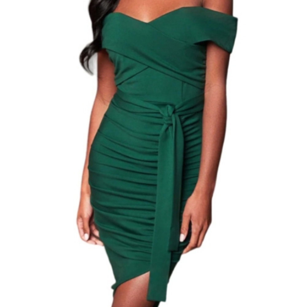 NWT, LAVISH ALICE, GREEN JADE RUCHING STRAPLESS DRESS, US 12